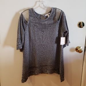 Lauren Conrad Large gray lace light sweater NWT